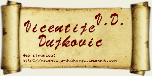Vićentije Dujković vizit kartica